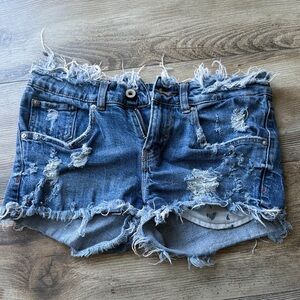Zara Blue Distressed Jean Shorts
